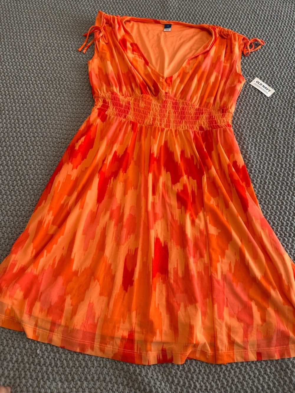 Old Navy Orange & Red Patterned Women’s Casual Dress